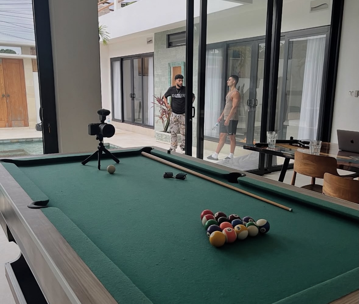 Villa life — pool table & courtyard